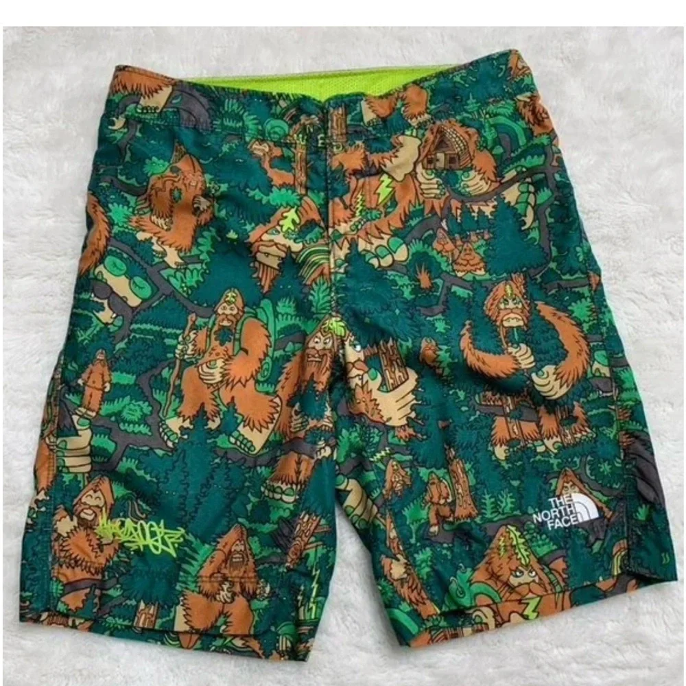 The North Face Boy's Green Bigfoot Caveman Swim Trunks Shorts Size Medium 10/12